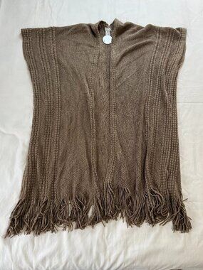 Demdaco Taupe Brown Crochet Textured Knit Shortsleeve Beach Coverup Duster
